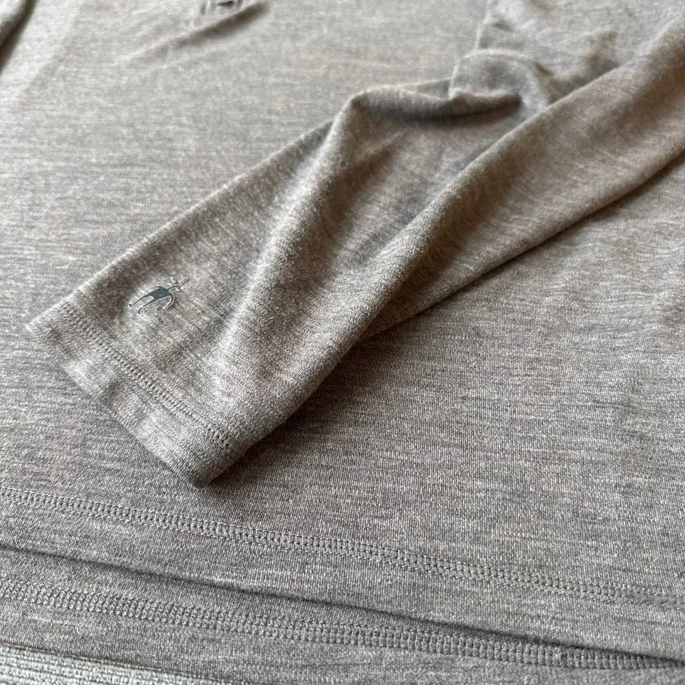 Smartwool Mens XXL 100% Merino Wool Quarter Zip Pullover Heather Brown RN116388